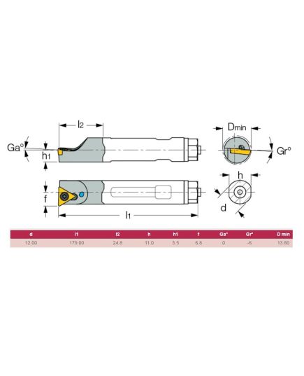 Iscar Interchangeable Boring Head For Triangular Insert E12 STFCR -11 HEAD, image 