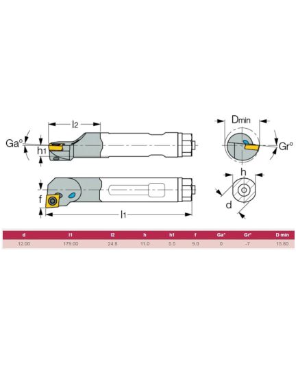 Iscar Interchangeable Boring Head For Rhombic Inserts E12-SCLCR -06 Head, image , 2 image