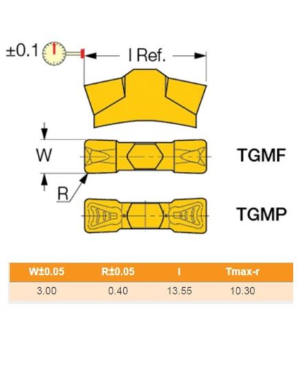 ISCAR Grooving Insert TGMF 304 Grade IC908, image , 3 image