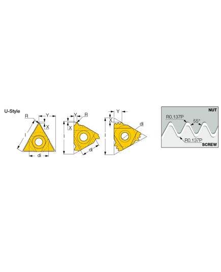 Iscar Internal Threading Insert 16IRM 16 W Grade IC908, image , 2 image