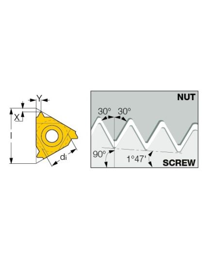 Iscar Internal Threading Insert 16 IRM 14NPT Grade IC908, image , 2 image